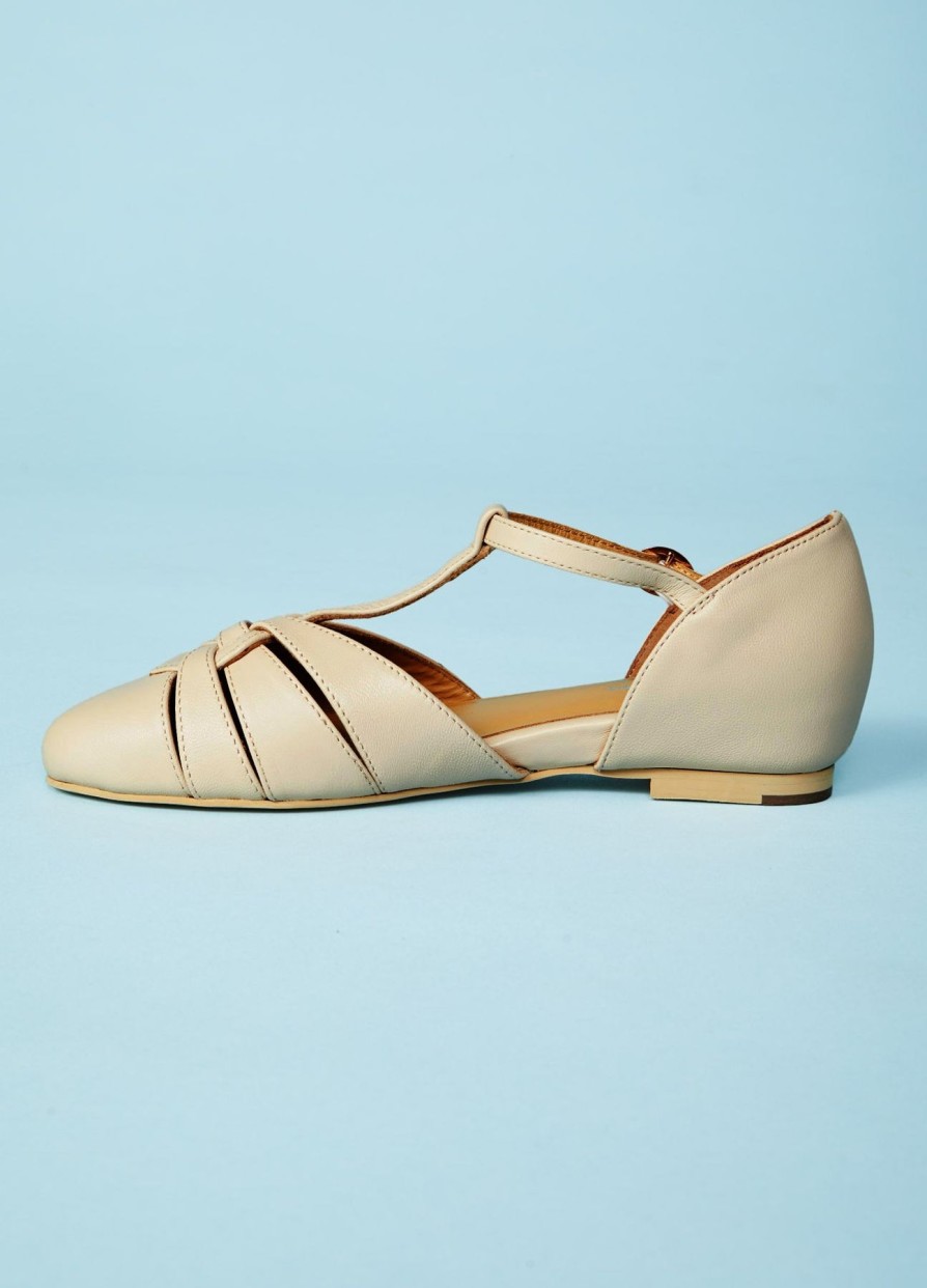 Women Charlie Stone shoes Flat Shoes | Montpellier Creme-Beige Leather