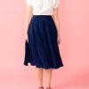 Women The Seamstress of Bloomsbury Skirts | Lucille Pleated Skirt-Dark Blue