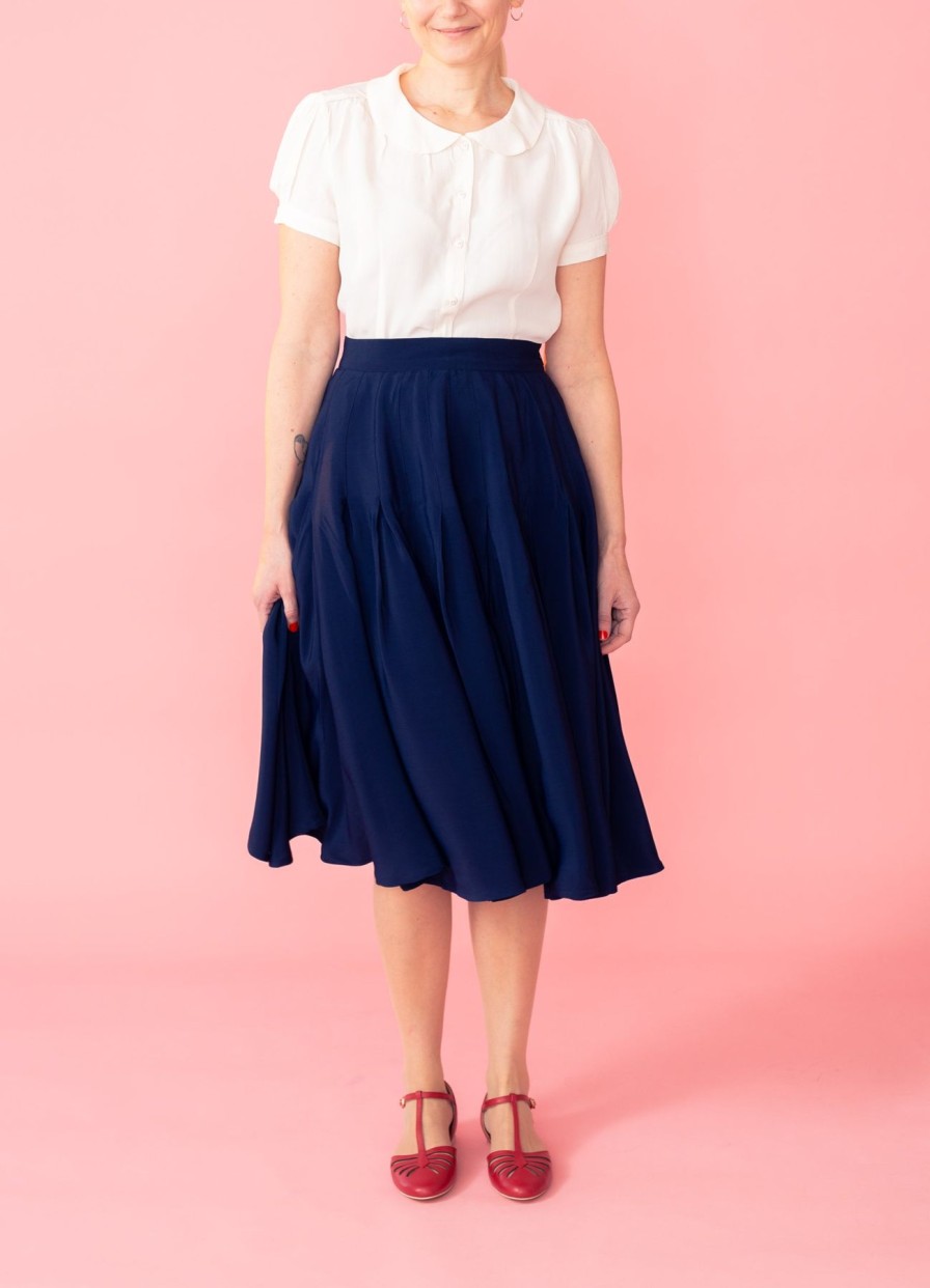 Women The Seamstress of Bloomsbury Skirts | Lucille Pleated Skirt-Dark Blue