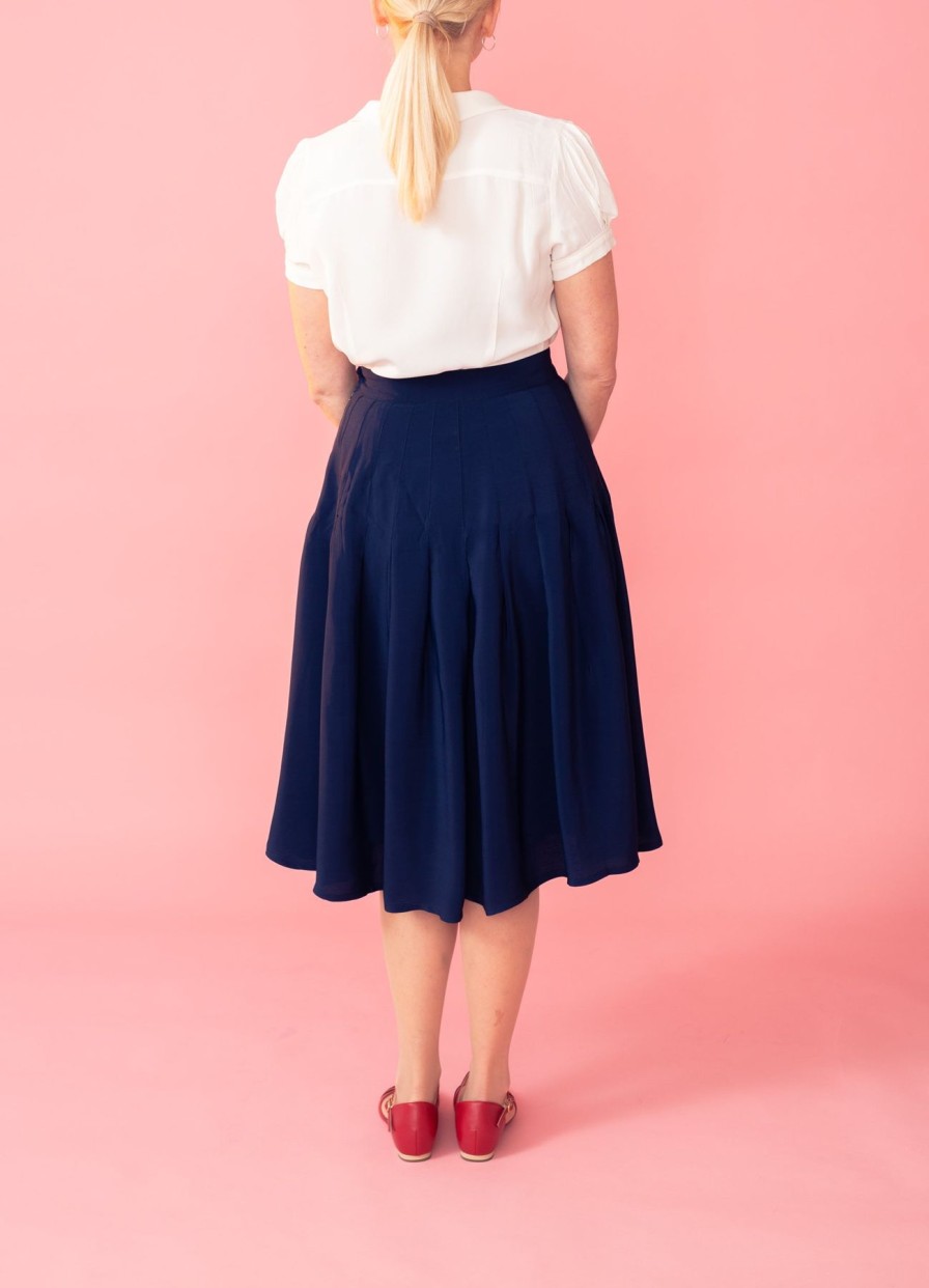 Women The Seamstress of Bloomsbury Skirts | Lucille Pleated Skirt-Dark Blue