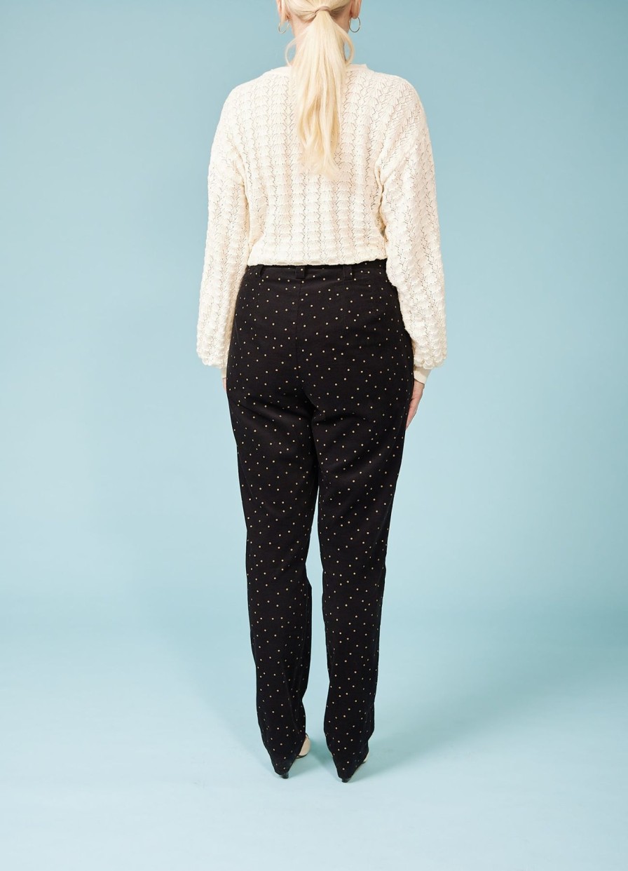 Women Very Cherry Trousers | High Waist Pants-Black With Dots