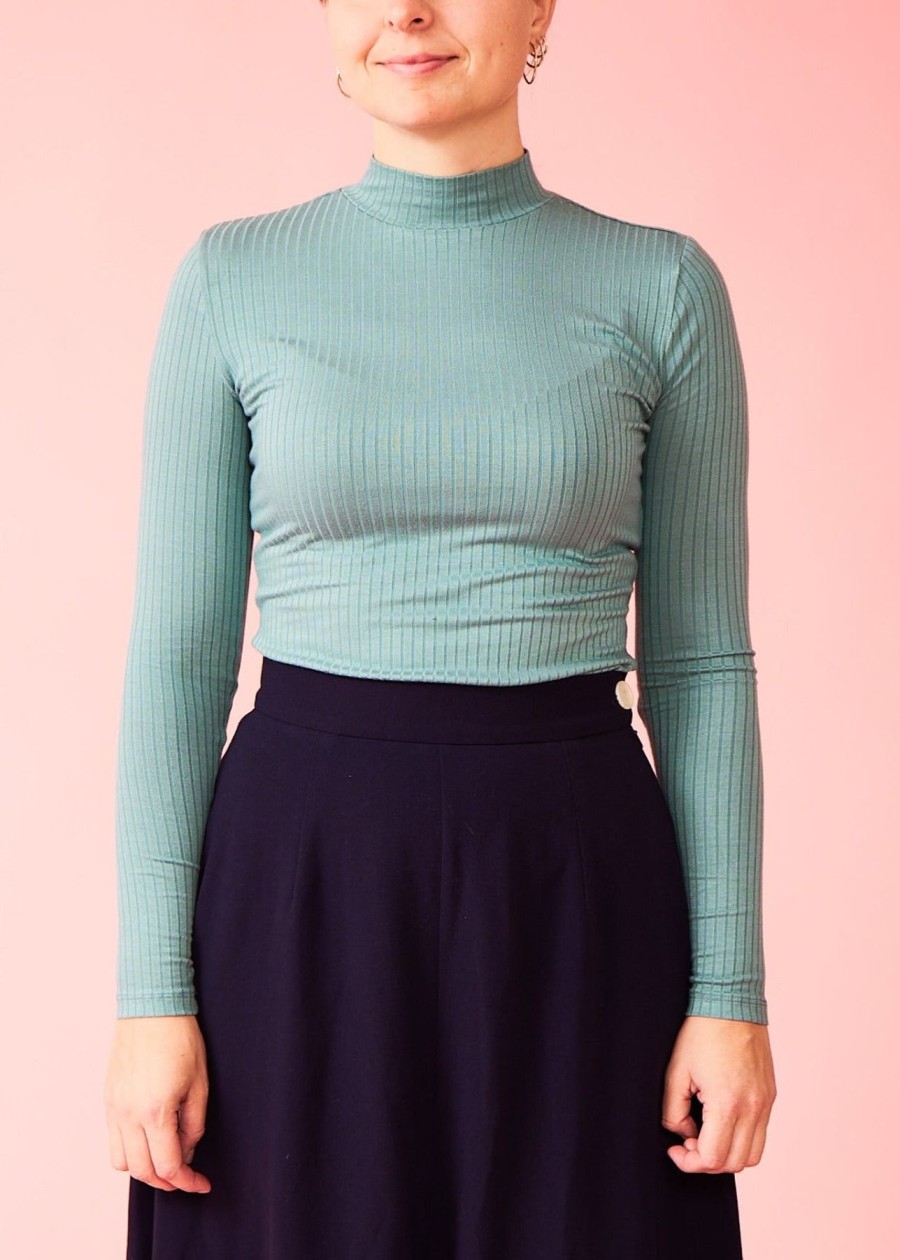 Women Mademoiselle Yéyé Tops | Stay The Day Turtleneck-Dusty Petroleum