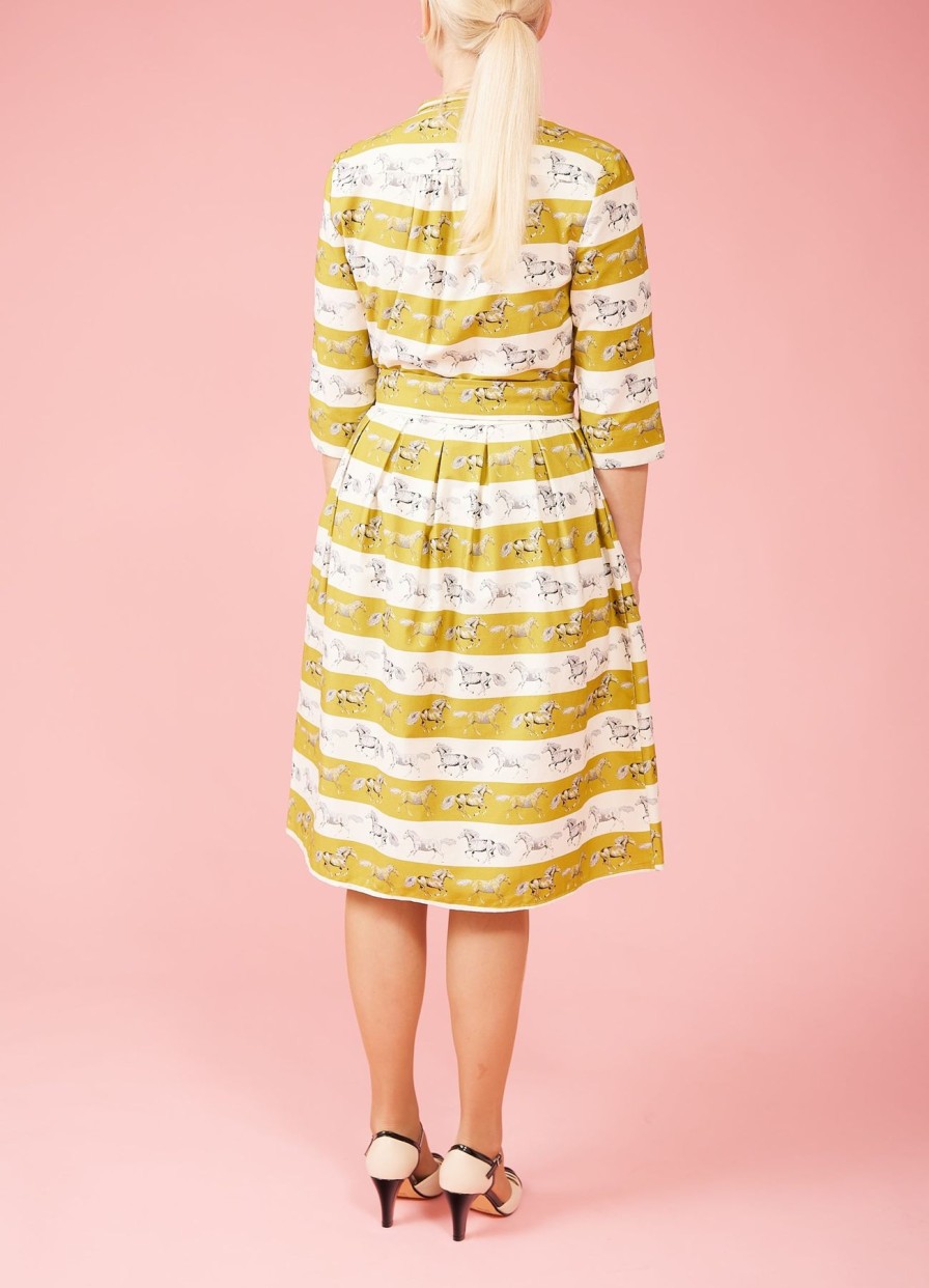 Women Palava Dresses | Cynthia Shirt Dress-Horses-Curry Yellow