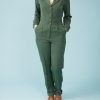 Women Very Cherry Jumpsuits | Classic Jumpsuit-Green Garbardine