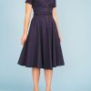 Women Collectif Dresses | Caterina Shirt Dress-Dark Blue With Dots