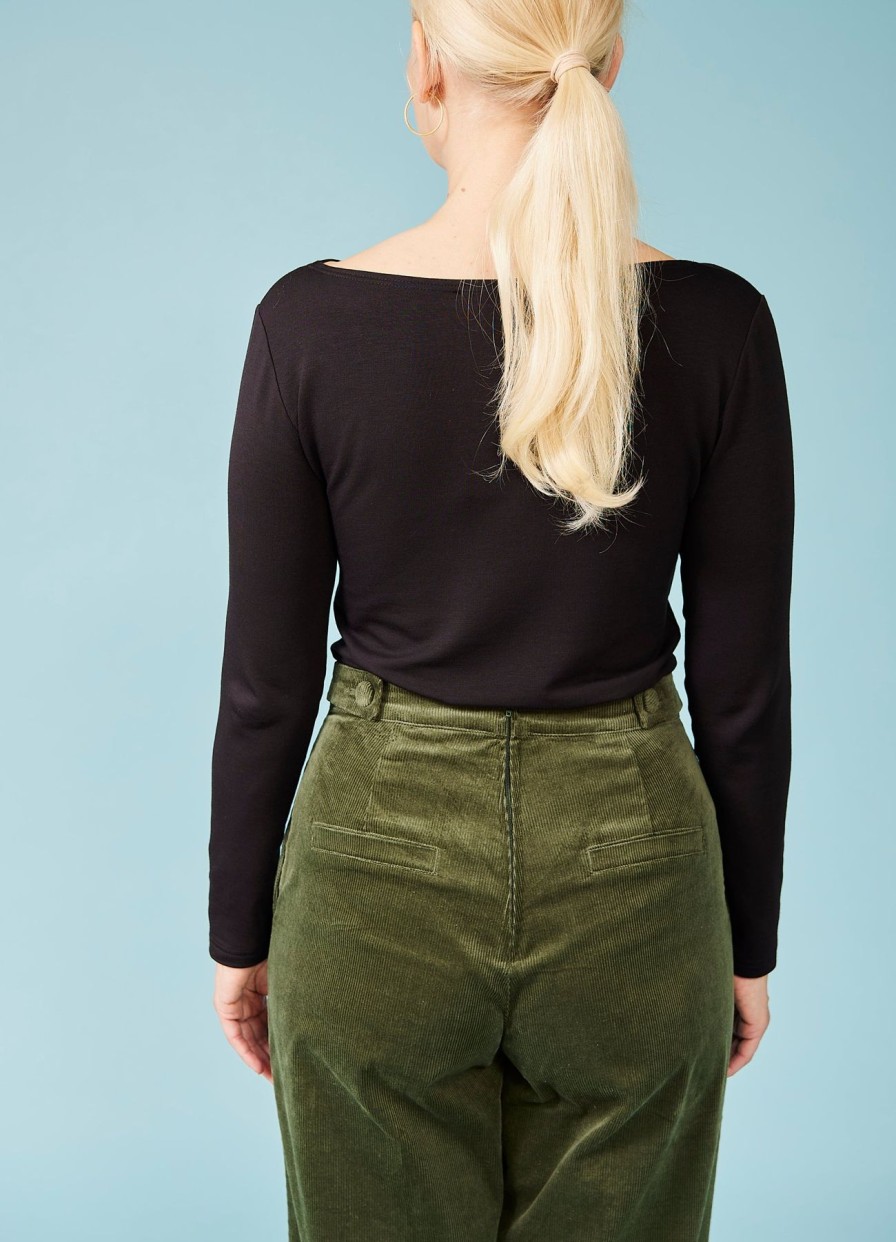 Women Very Cherry Tops | Juliet Top With Fleece-Black