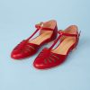 Women Charlie Stone shoes Flat Shoes | Singapore Red-Red Leather