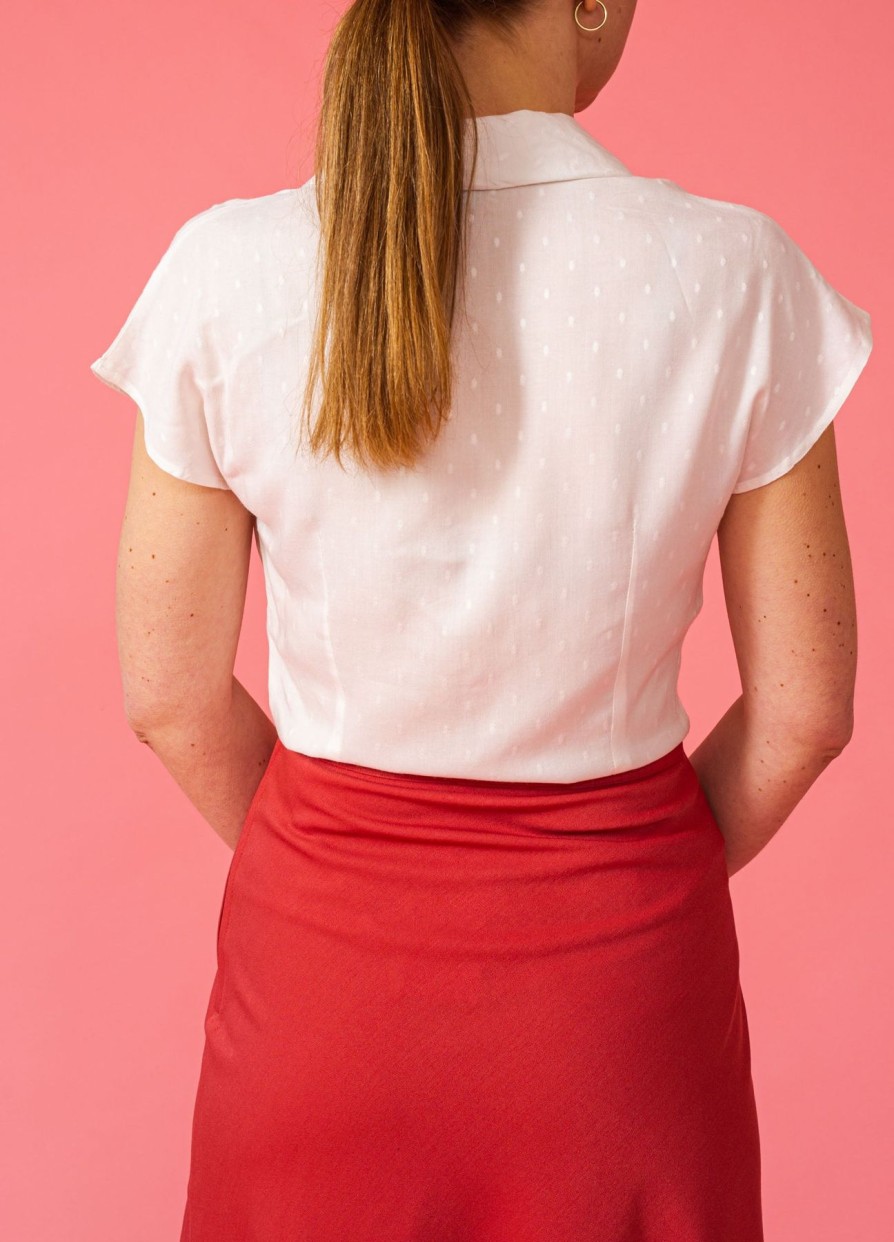 Women Emily and Fin Tops | Evie White Dobby Shirt Blouse