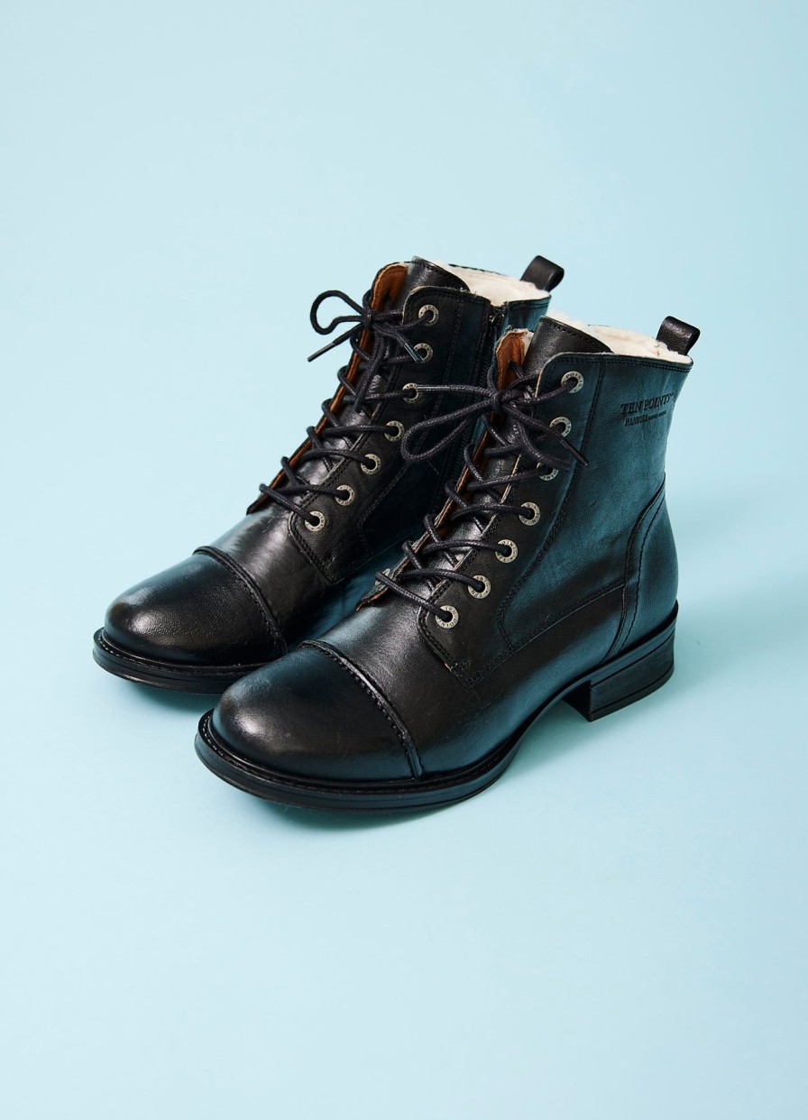 Women Ten Points Boots | Pandora Winter Boots-Black With Wool Lining