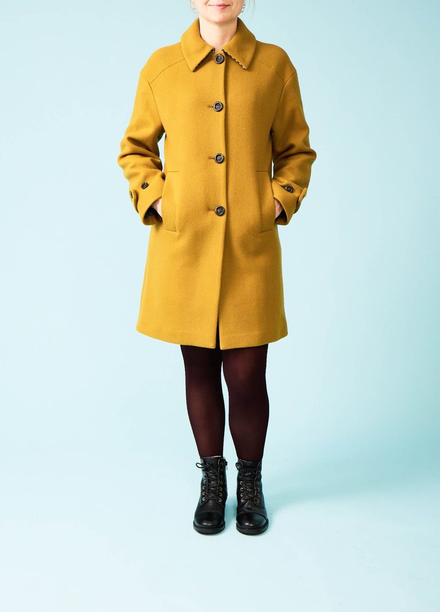 Women Trench & Coat Tops | Winter Coat Cerney-Curry Yellow Wool