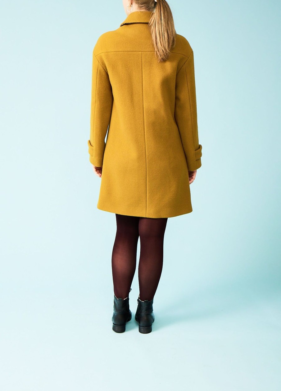 Women Trench & Coat Tops | Winter Coat Cerney-Curry Yellow Wool