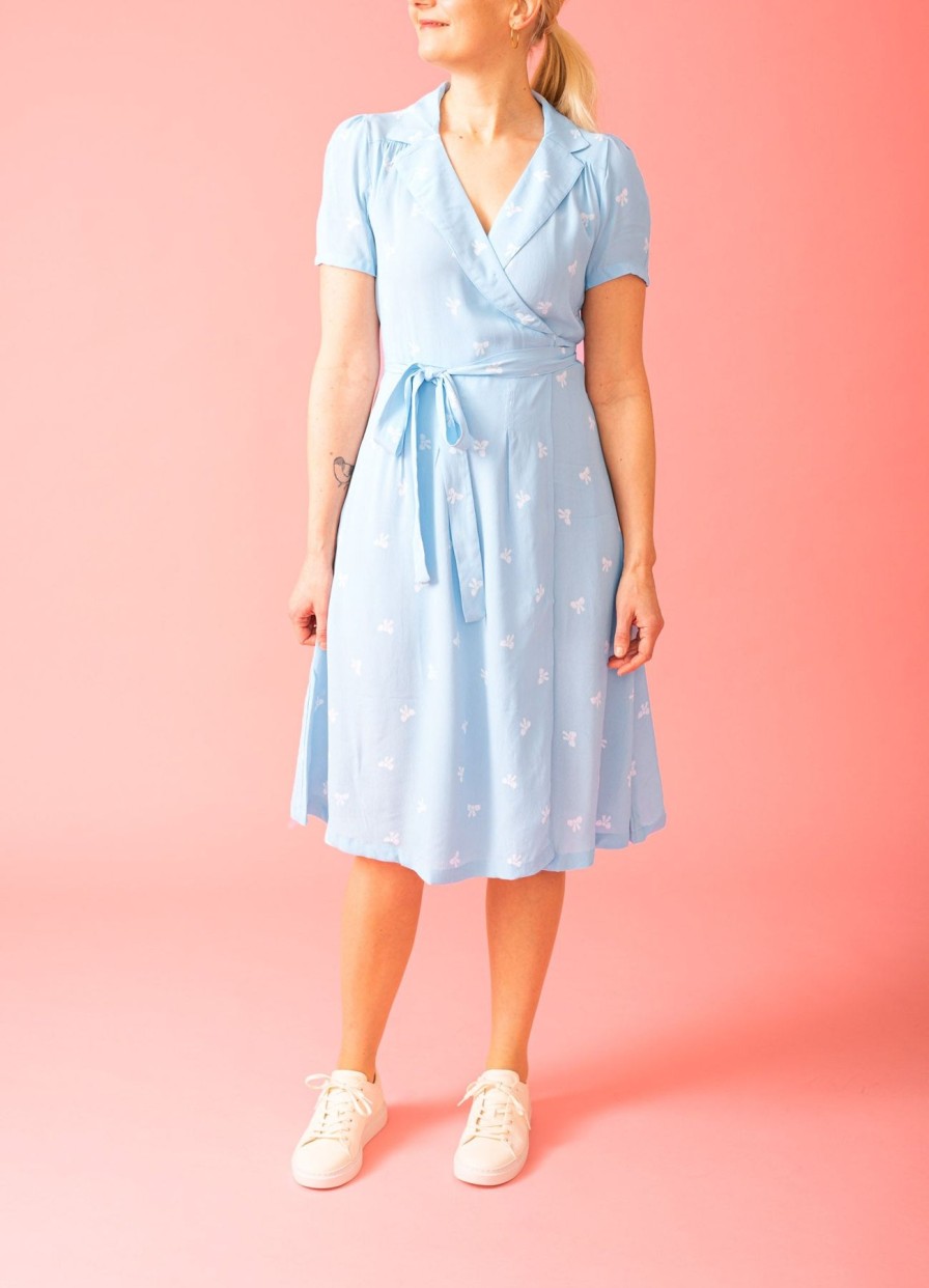 Women The Seamstress of Bloomsbury Dresses | Peggy Wrap Dress-Powder Blue Bow