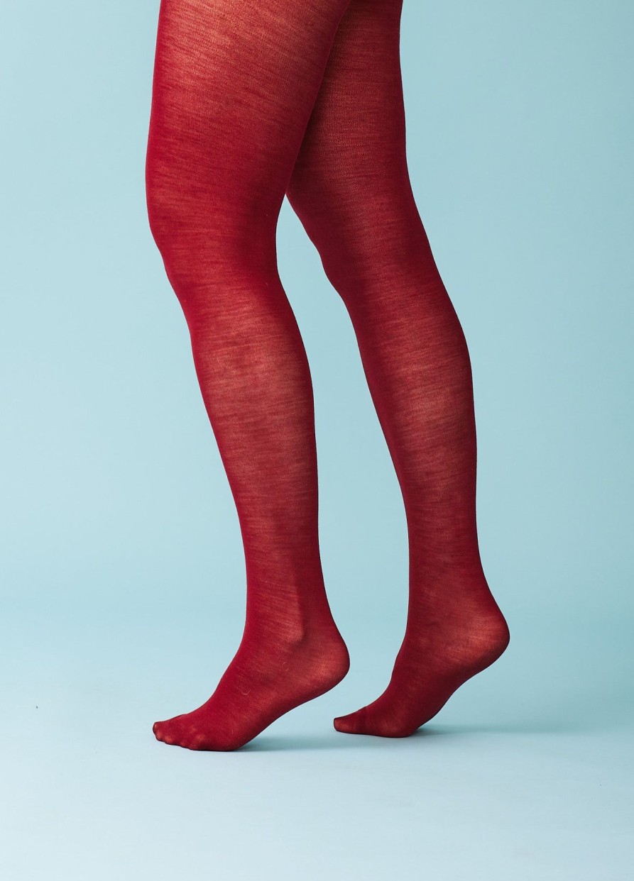 Women Trasparenze Tights | Jennifer 100 Denier Merino Wool Tights-Ruby Red