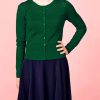 Women Banned Apparel Tops | Cardigan With Hole Pattern-Forest Green