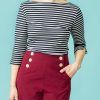 Women Very Cherry Tops | Boatneck Top Tricot Stripe-Dark Blue/White