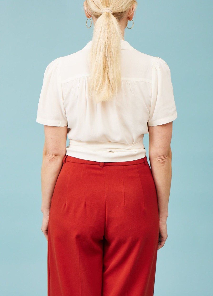 Women The Seamstress of Bloomsbury Tops | Greta Wrap Shirt-Cream