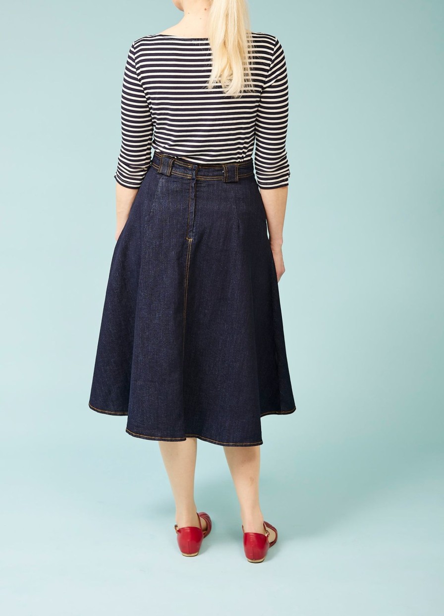 Women Collectif Skirts | Marie Sue Denim Skirt-Dark Blue