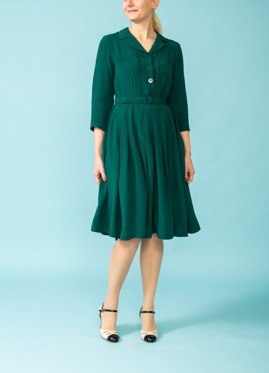 Women The Seamstress of Bloomsbury Dresses | Lucille Shirtwaister Dress-Bottle Green