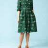 Women Palava Dresses | Cynthia Shirt Dress-Porcelain Dogs-Bottle Green