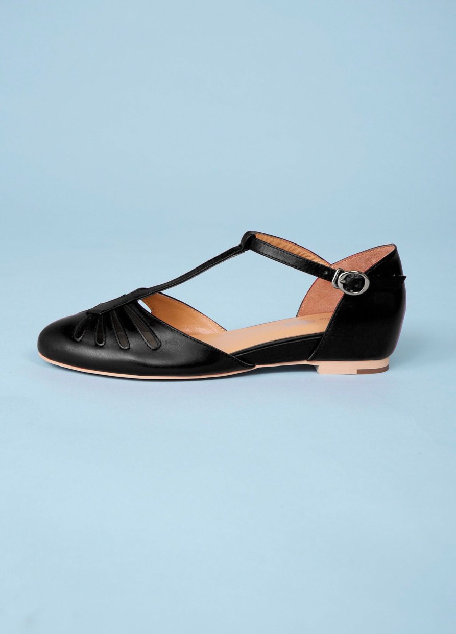 Women Charlie Stone shoes Flat Shoes | Singapore Black-Black Leather