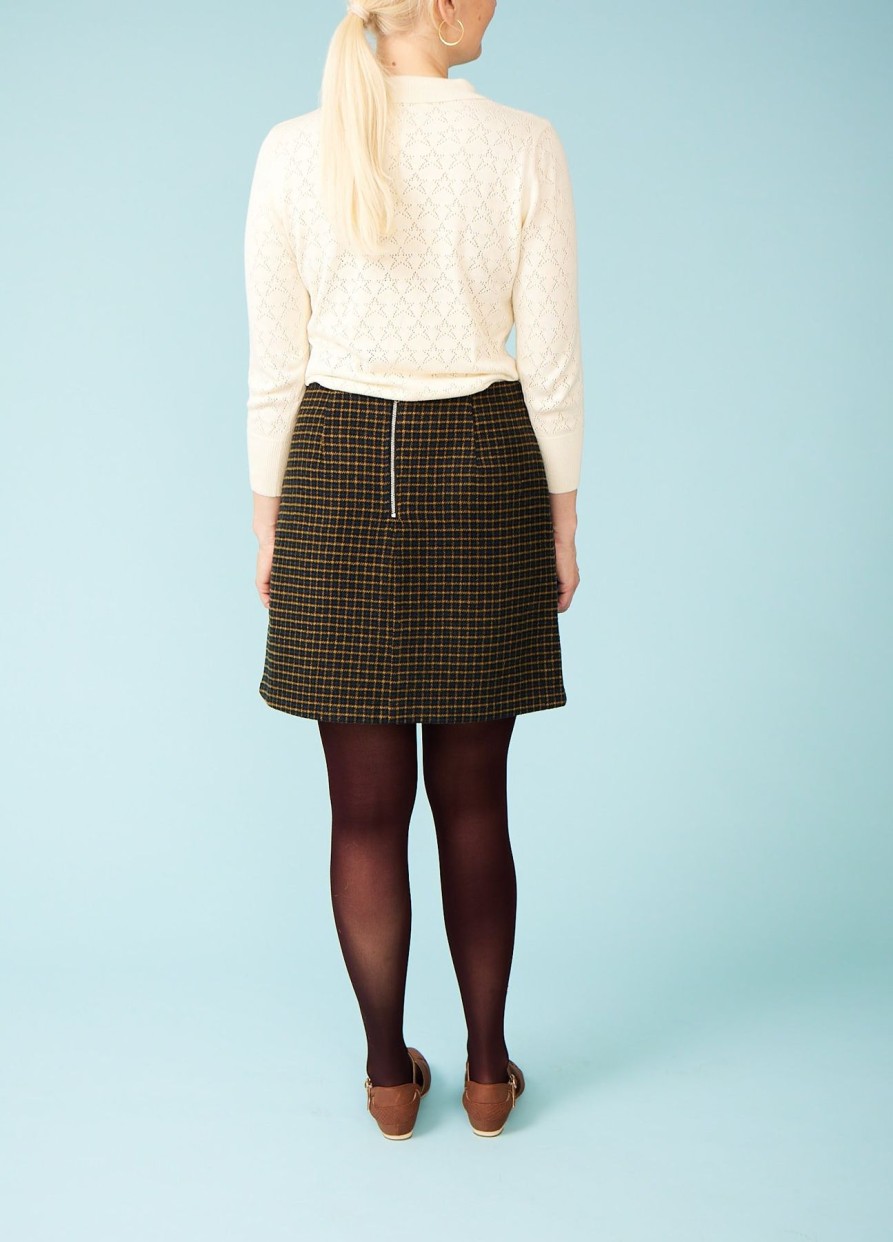 Women Louche Skirts | Aubin Cottage Skirt-Navy/Curry Yellow