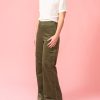 Women Very Cherry Trousers | Marlene Pants-Olive Green Velvet