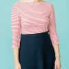 Women Very Cherry Tops | Boatneck Top Tricot Stripe-Red/White